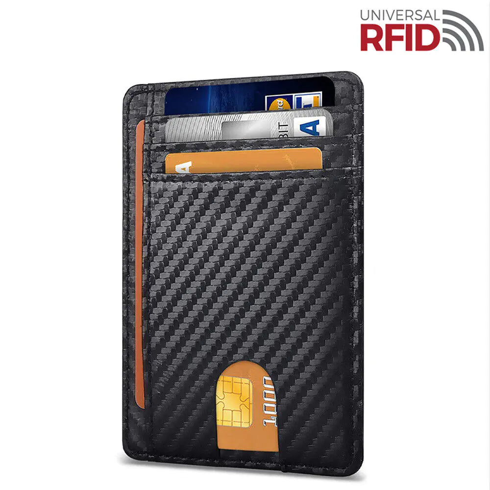 Mens Leather Slim Wallet Credit Card Holder RFID Blocking Pocket ID Money PU USA WEM Support (www.WEM.support)