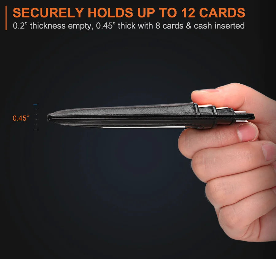 Mens Leather Slim Wallet Credit Card Holder RFID Blocking Pocket ID Money PU USA WEM Support (www.WEM.support)