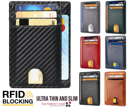 Mens Leather Slim Wallet Credit Card Holder RFID Blocking Pocket ID Money PU USA WEM Support (www.WEM.support)