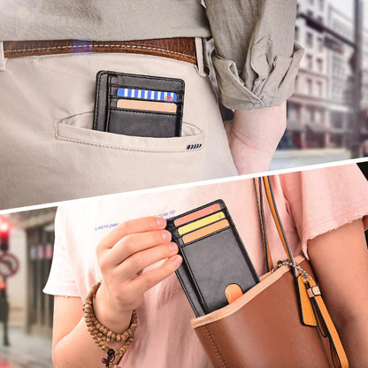 Mens Leather Slim Wallet Credit Card Holder RFID Blocking Pocket ID Money PU USA WEM Support (www.WEM.support)