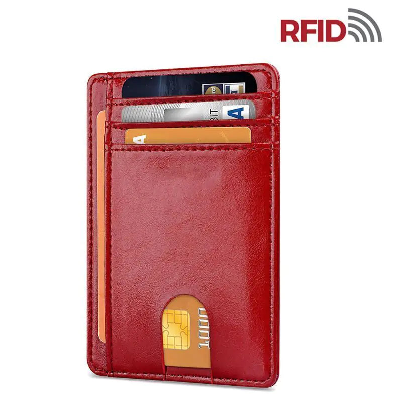 Mens Leather Slim Wallet Credit Card Holder RFID Blocking Pocket ID Money PU USA WEM Support (www.WEM.support)