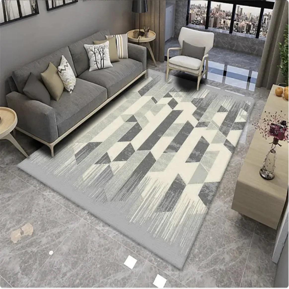 Geometric Striped Crystal Velvet Living Room Carpet WEM Support (www.WEM.support)