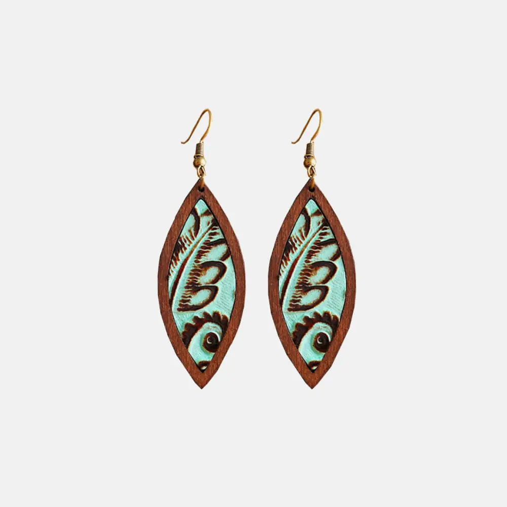 Geometrical Shape Wooden Dangle Earrings WEM Support (www.WEM.support)