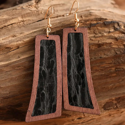 Geometrical Shape Wooden Dangle Earrings WEM Support (www.WEM.support)