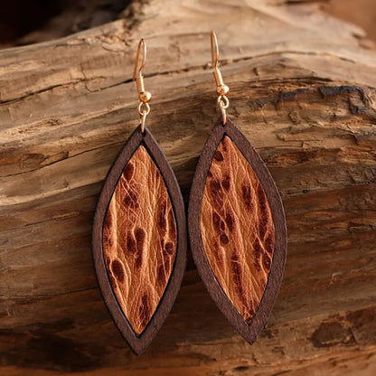 Geometrical Shape Wooden Dangle Earrings WEM Support (www.WEM.support)