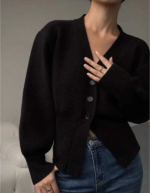 Fashion V-neck Sweater Coat Women New Style Short Long Sleeves WEM Support (www.WEM.support)