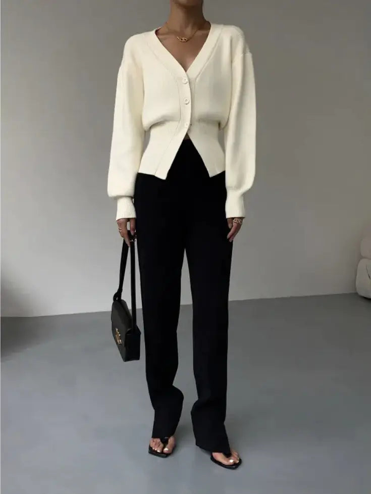 Fashion V-neck Sweater Coat Women New Style Short Long Sleeves WEM Support (www.WEM.support)