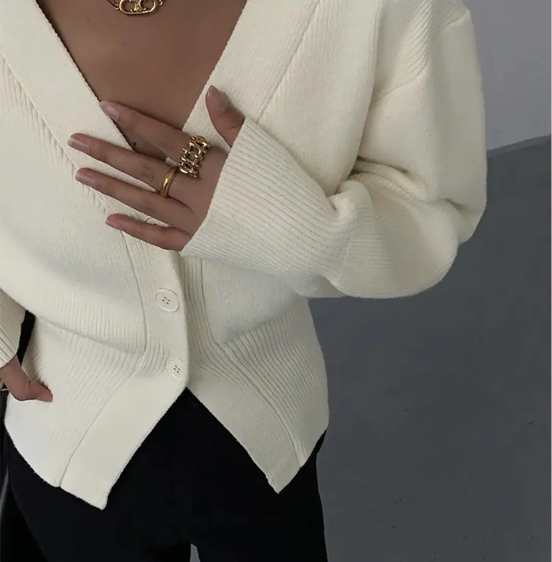 Fashion V-neck Sweater Coat Women New Style Short Long Sleeves WEM Support (www.WEM.support)