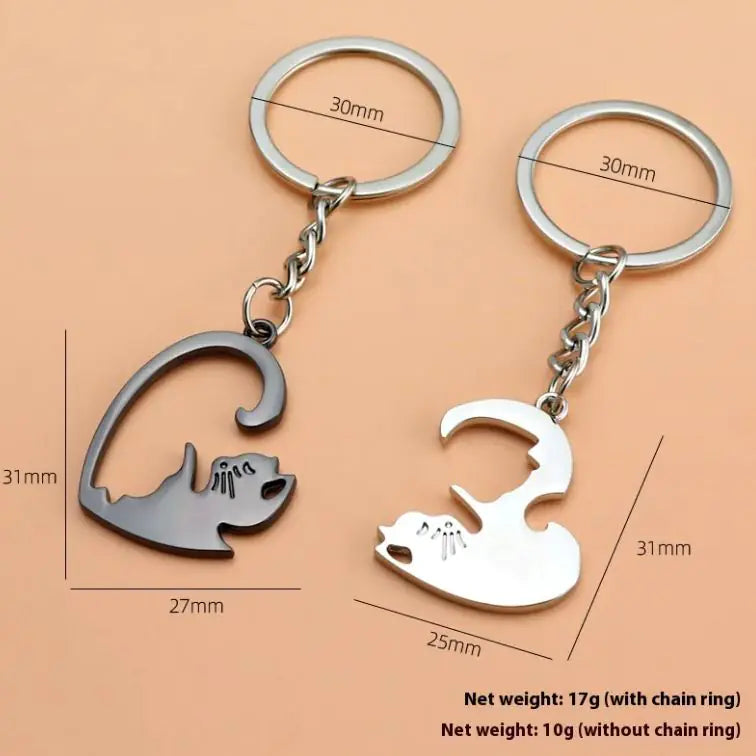 Cat Lovers Heart Keychain Pendant WEM Support (www.WEM.support)