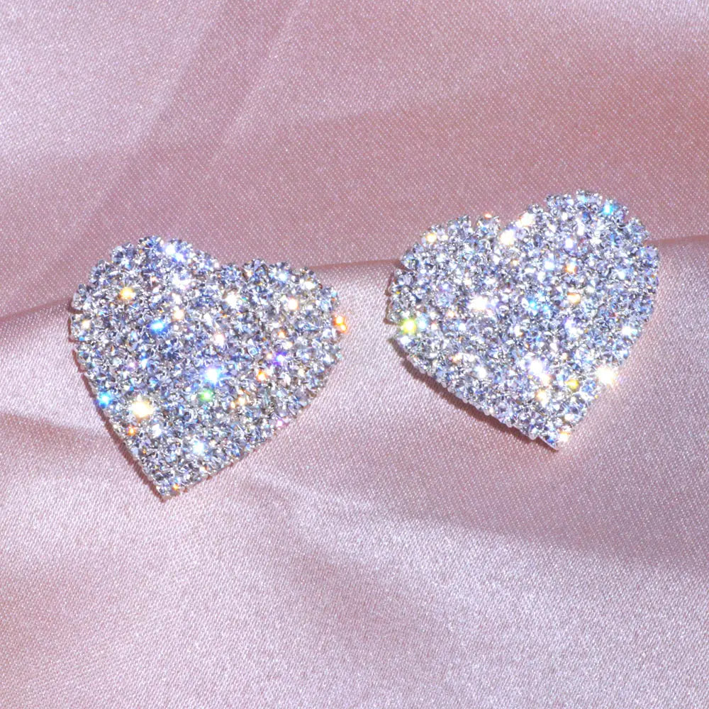 Crystal Heart Stud Earrings WEM Support (www.WEM.support)