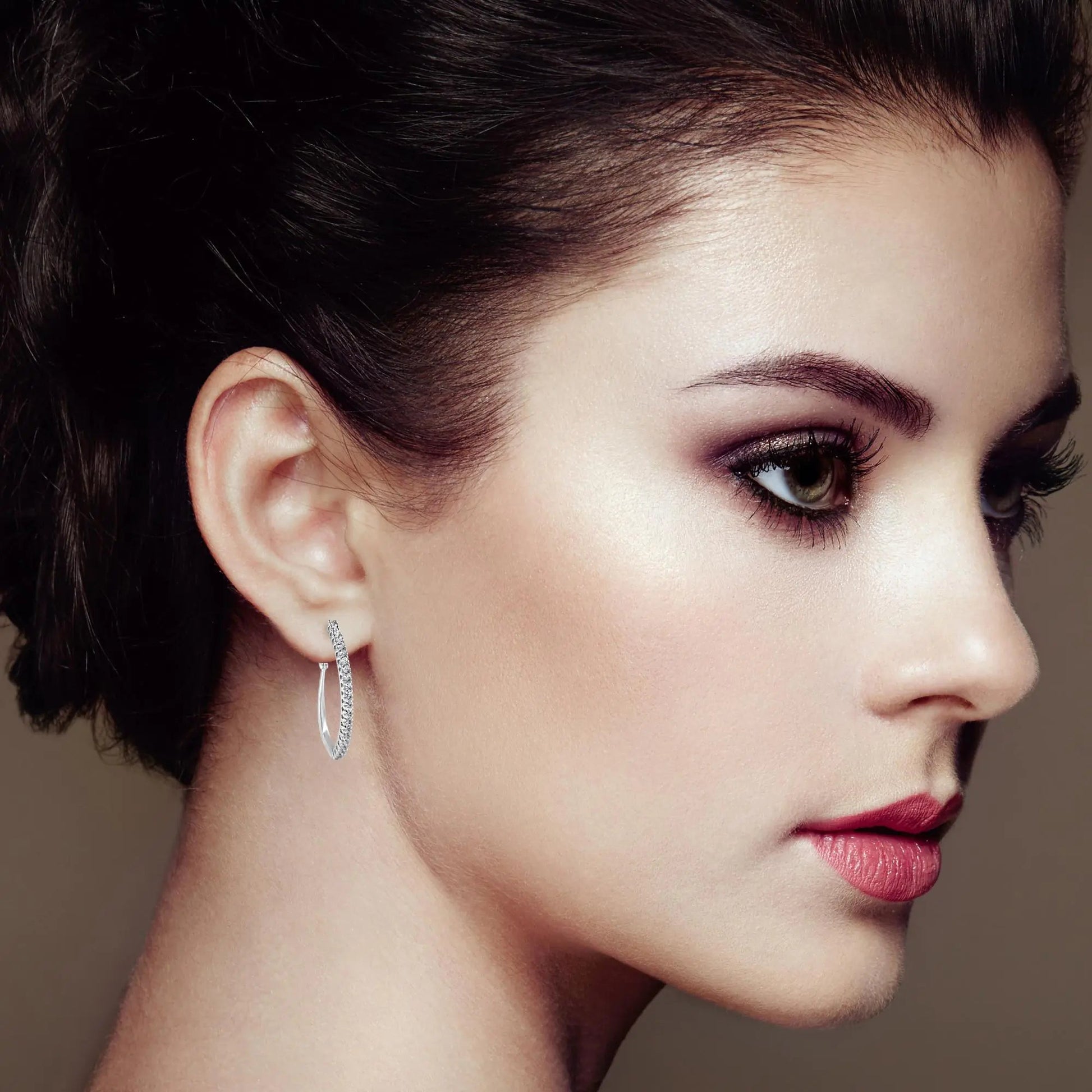 14KT White Gold 1 cttw Diamond Hoop Earrings (H-I, I1-I2) WEM Support (www.WEM.support)