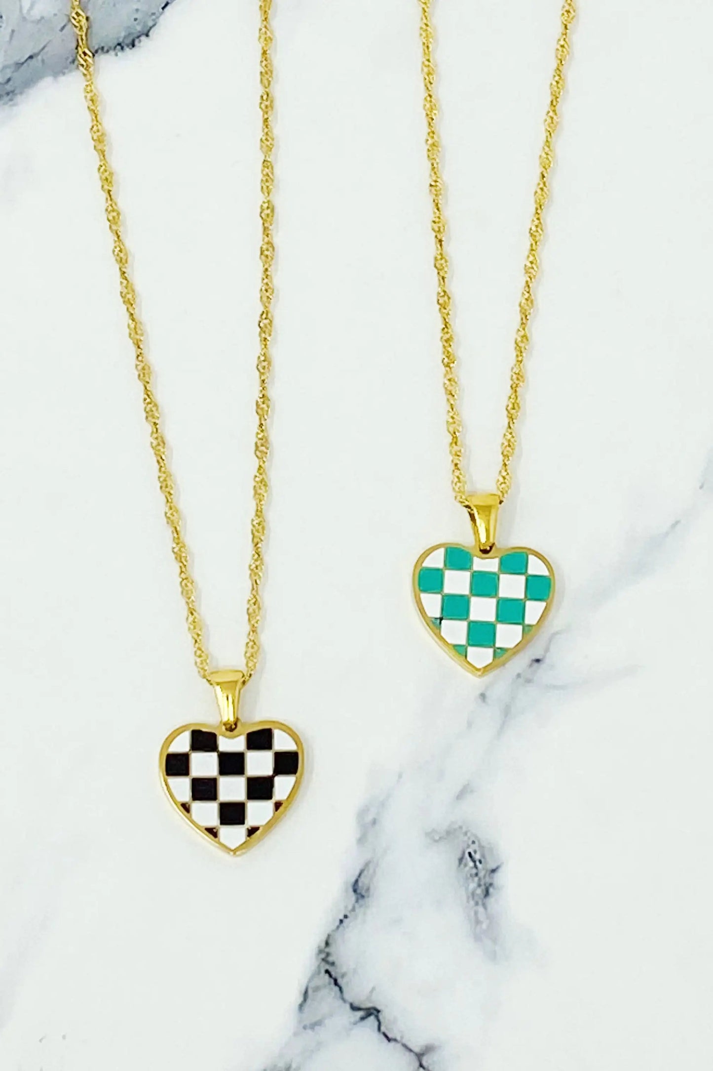 Checkered Heart Necklace WEM Support (www.WEM.support)