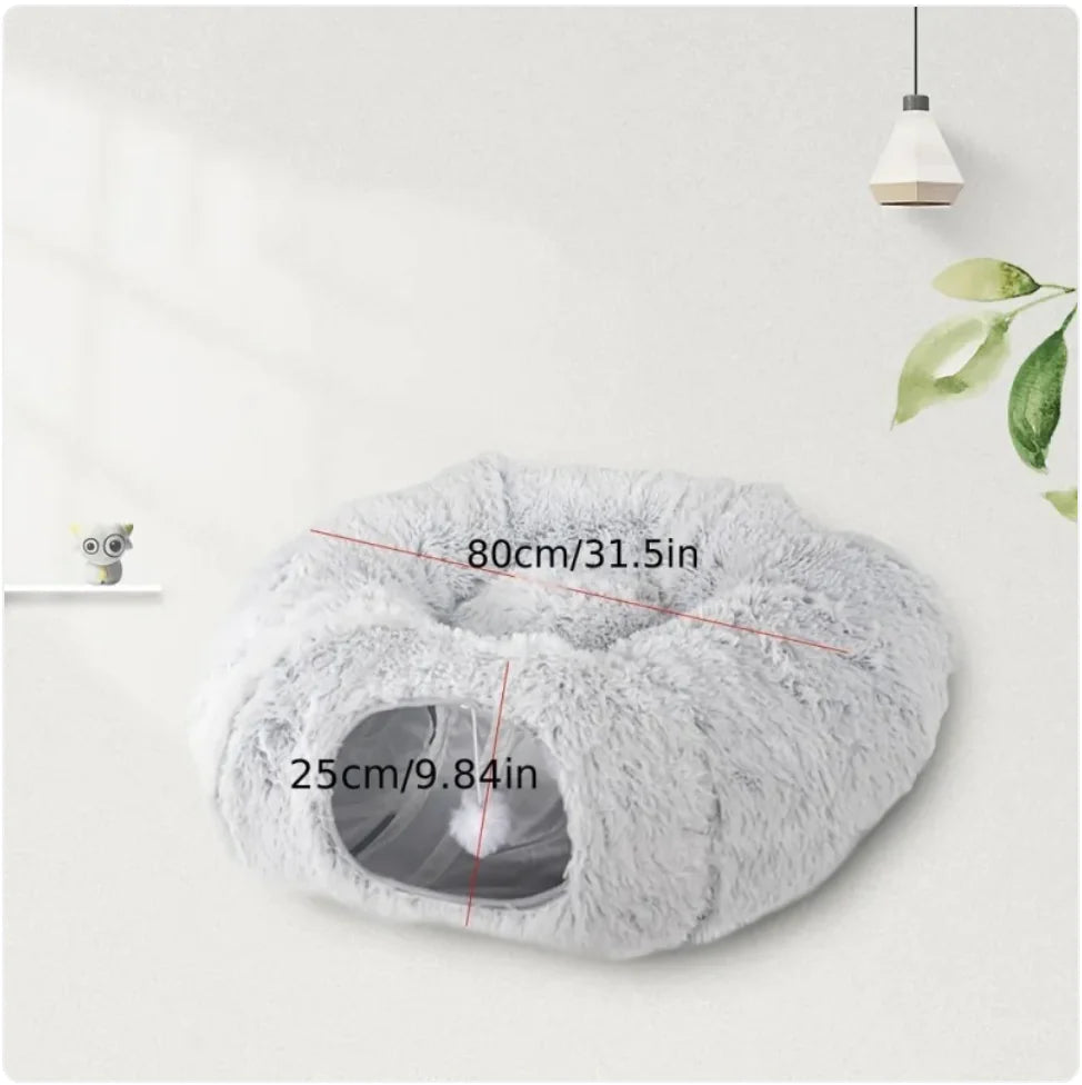 Foldable Plush Winter Cat Tunnel & Nest WEM Support (www.WEM.support)