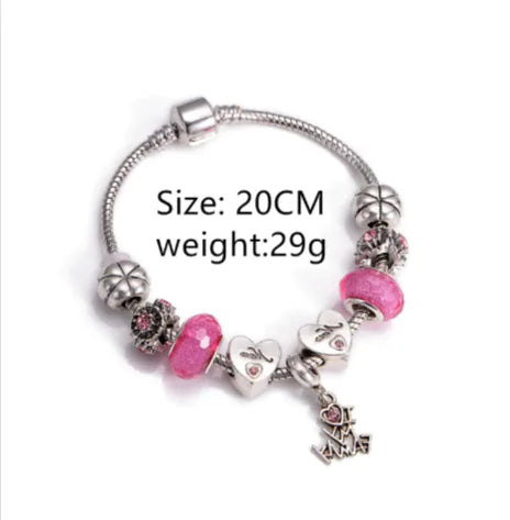 Crystal Rose Flower Heart-Shaped Bead & Tassel Pendant WEM Support (www.WEM.support)