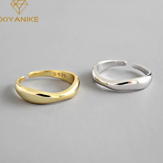XIYANIKE Silver Color Irregular Wave Rings - Catch Cards