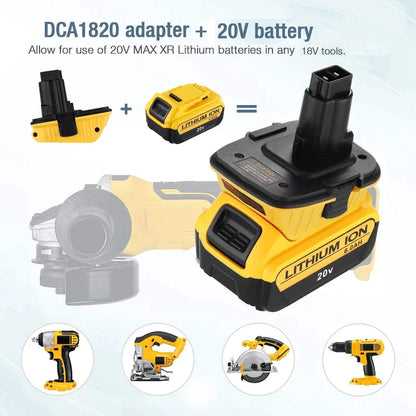 2X 18V To 20V MAX DCA1820 Adapter Converter For DEWALT 20 Volt Li-ion Battery WEM Support (www.WEM.support)