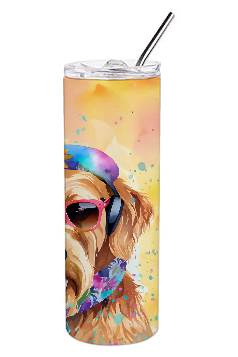 Airedale Terrier Hippie Dawg Stainless Steel Skinny Tumbler WEM Support (www.WEM.support)