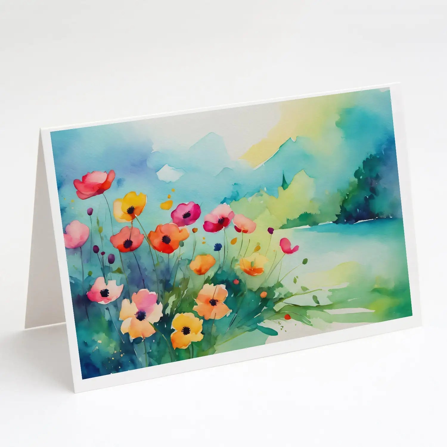 Anemones in Watercolor Greeting Cards Pack of 8 WEM Support (www.WEM.support)