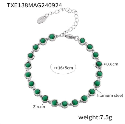 Titanium Steel Zircon Color Mix Bracelet & Necklace Set WEM Support (www.WEM.support)