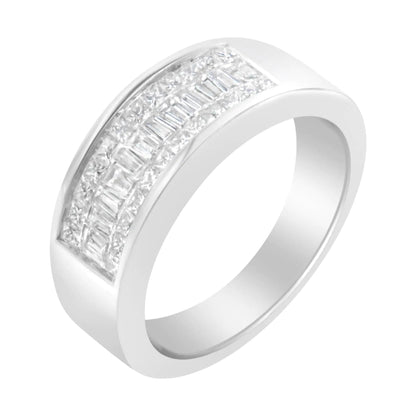 14K White Gold Princess and Baguette-cut Diamond Ring (1.0 Cttw, H-I Color, VS2-SI1 Clarity) WEM Support (www.WEM.support)