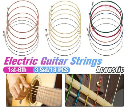 3 Sets of 6 Guitar Strings Replacement Steel String For Acoustic Guitar 1st-6th WEM Support (www.WEM.support)