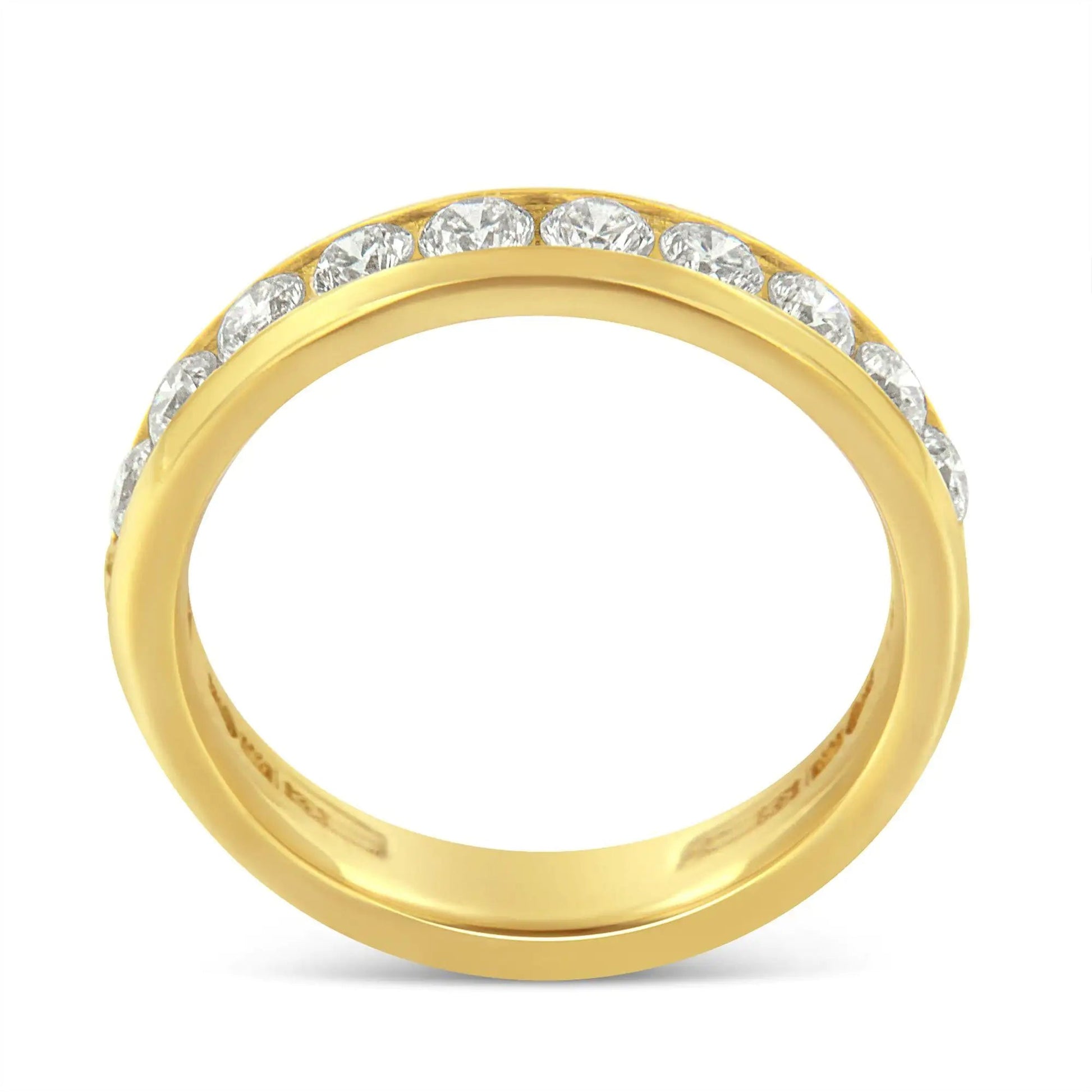 18K Yellow Gold Diamond Wedding Band Ring (1 Cttw, H-I Color, SI2-I1 Clarity) WEM Support (www.WEM.support)