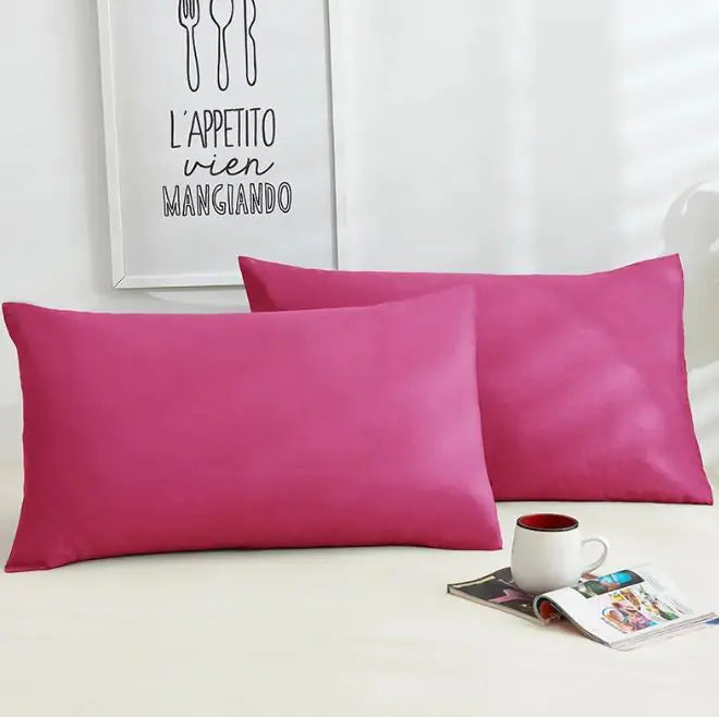 A Pair Of Pure Color Cotton Pillowcases WEM Support (www.WEM.support)