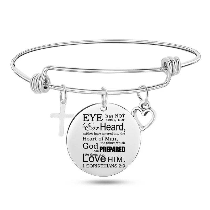 Stainless Steel Christian Charm Bracelet WEM Support (www.WEM.support)