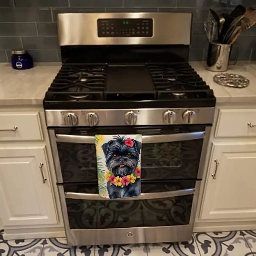 Affenpinscher Luau Kitchen Towel WEM Support (www.WEM.support)