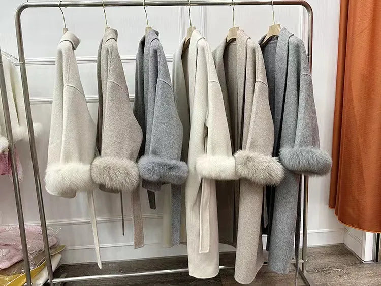 Fox Fur Elegant Double-sided Cashmere Coat WEM Support (www.WEM.support)