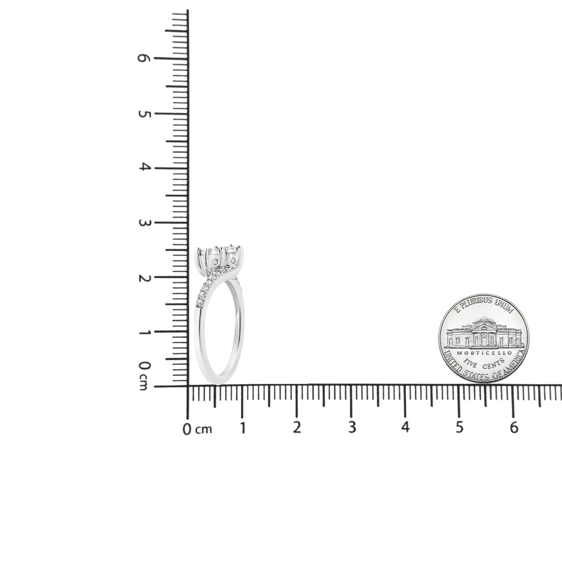 Bague à deux pierres en or blanc 10K avec diamants ronds de 1/4 carat en serti miracle (Couleur H-I, Clarté I2) WEM Support (www.WEM.support)