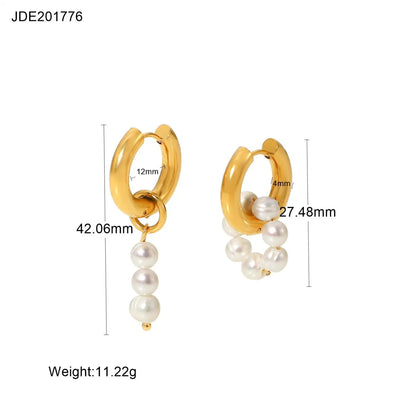Fashionable Stainless Steel Pearl Earrings HejK.com