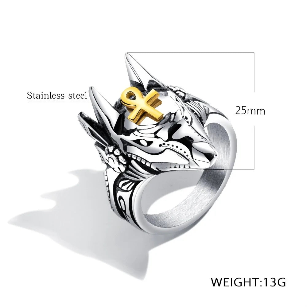 Anubis Wolf Handsome Ring For Men WEM Support (www.WEM.support)