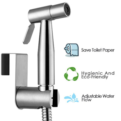 Toilet Shattaf Adapter Hose Bidet Spray Stainless Steel Handheld Shower Head US WEM Support (www.WEM.support)