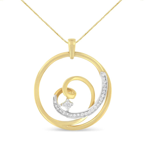 Espira 10K Yellow Gold 1/6 cttw Diamond Heart Circle Pendant Necklace (I-J, I1-I2) WEM Support (www.WEM.support)
