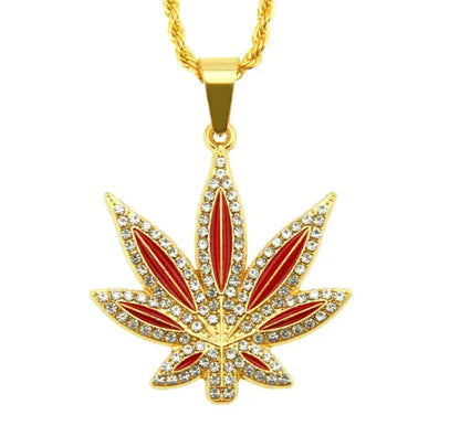 Oil Diamond-embedded Maple Leaves Pendant HejK.com