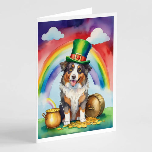 Australian Shepherd St Patrick's Day Greeting Cards Pack of 8 WEM Support (www.WEM.support)