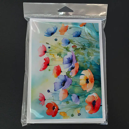 Anemones in Watercolor Greeting Cards Pack of 8 WEM Support (www.WEM.support)