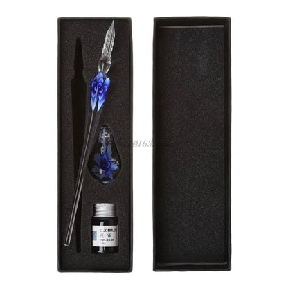 Elegant Crystal Floral Glass Dip Pen WEM Support (www.WEM.support)